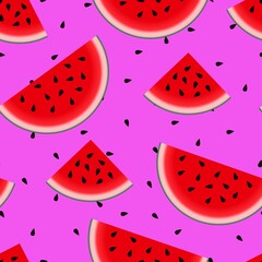 Sweet watermelon vector seamless pink pattern. summer print