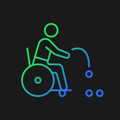 Boccia gradient vector icon for dark theme. Precision ball throwing sport. Sportsman with physical disability. Thin line color symbol. Modern style pictogram. Vector isolated outline drawing