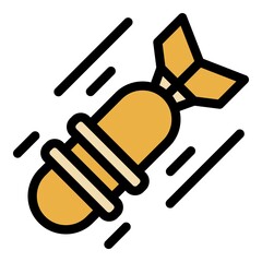 Falling bomb icon. Outline falling bomb vector icon color flat isolated