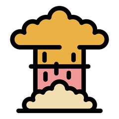 Nuclear explosion icon. Outline nuclear explosion vector icon color flat isolated