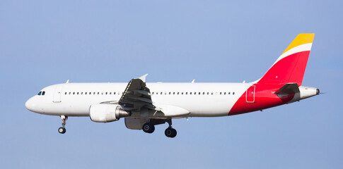passenger plane lands at airport
