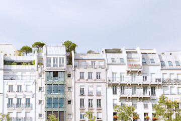 White facades of houses, Paris, France