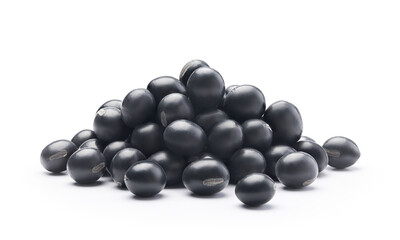Organic green kernel black bean isolated on white background - Clipping path included