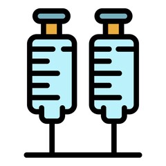 Droppers with blood icon. Outline droppers with blood vector icon color flat isolated