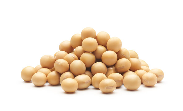 Heap of soybeans isolated on white background - Clipping path included