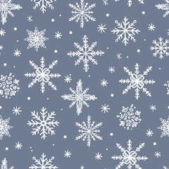 Fototapeta na wymiar Snow flake hand drawn vector seamless pattern