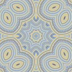 Girih ethnic geometric vector seamless pattern. Textile print design. Decorative arabesque ornament. Ceramic print design. Flower and leaves elements texture.