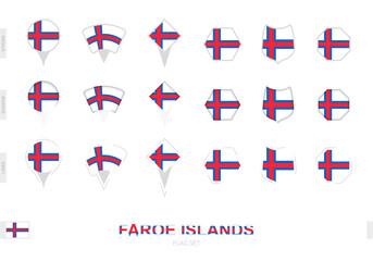 Collection of the Faroe Islands flag in different shapes and with three different effects.