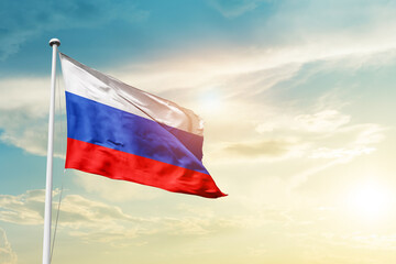 Russia national flag cloth fabric waving on the sky - Image
