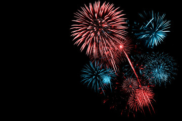 Obraz premium Fireworks with blur milky way background