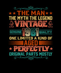 Mens 60 Years Old Gift Vintage 1961 Man Myth Legend 60th Birthday T-Shirt design