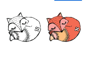 Cute fox. Vector illustration.