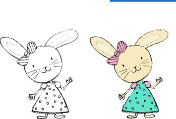 Cute bunny girl. Rabit. Vector illustarion.