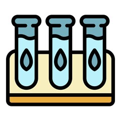 Eco test tubes icon. Outline eco test tubes vector icon color flat isolated