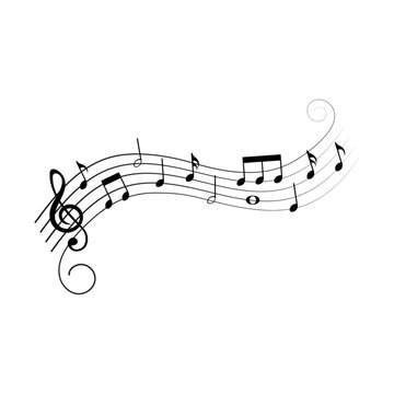 Music notes, simple black isolated musical design, vector illustration.