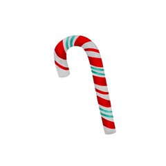 Striped candy cane hand drawn watercolor  illustration on a white background. Isolated object  for  holiday design.