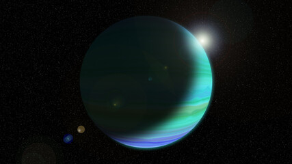 Gas giant in the rays of light 4K