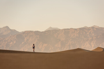 Fototapeta na wymiar hiker in the desert