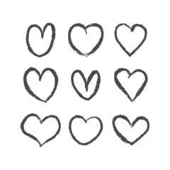 Hand drawn doodle hearts. Set of heart illustrations for valentine's day decoration. Love sketches.