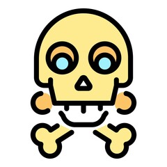 Biohazard skull icon. Outline biohazard skull vector icon color flat isolated