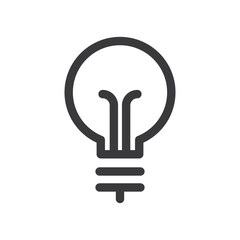 Electric lamp icon. Symbol of idea, solution, innovation and creativity. Linear vector sign.
