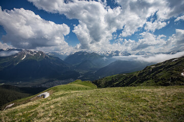 The caucasus mountains in the clouds Russia