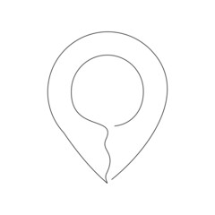 Continuous line drawing of pin map navigation. Single one line art of location point marker. Vector illustration