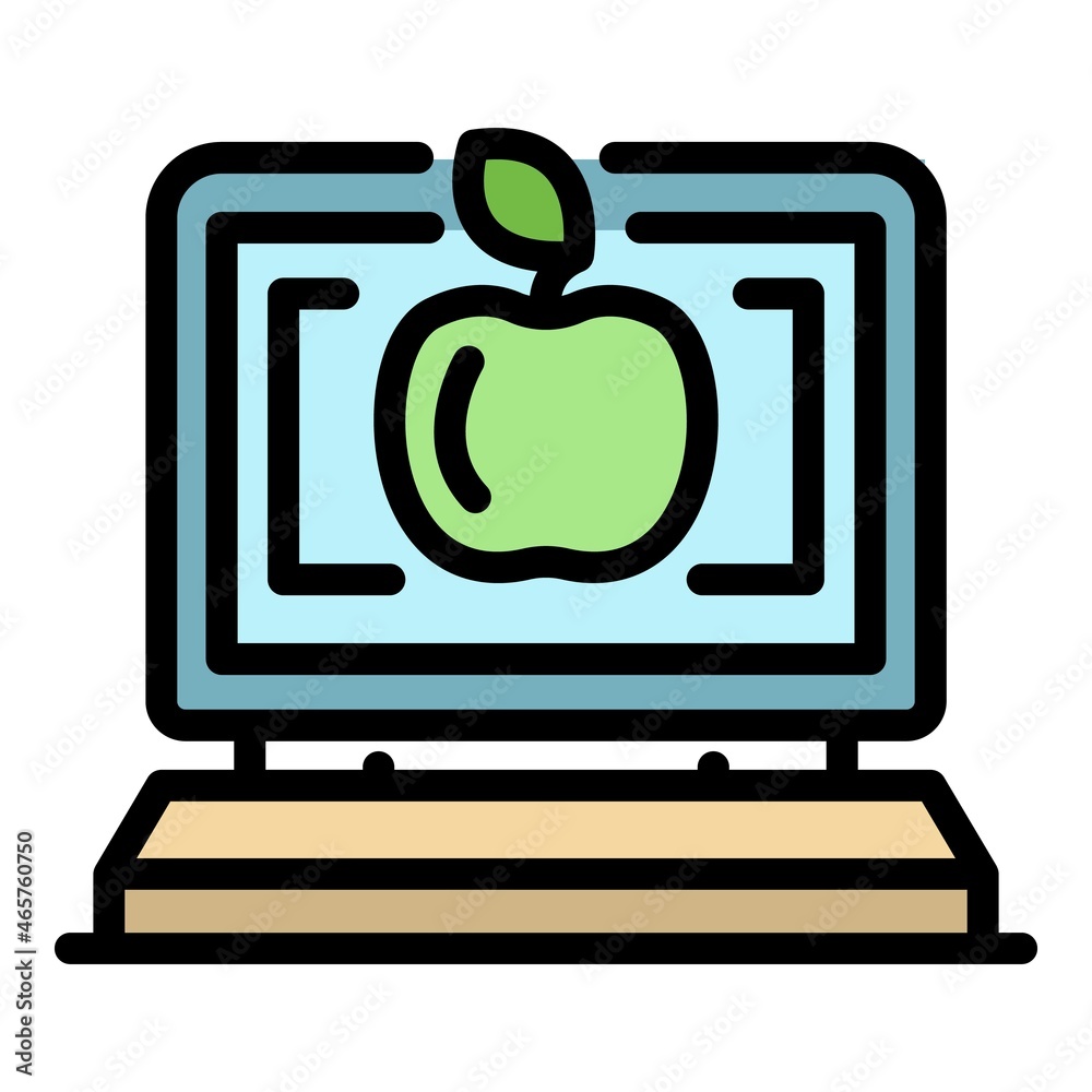 Poster computer foreign language study icon. outline computer foreign language study vector icon thin line 