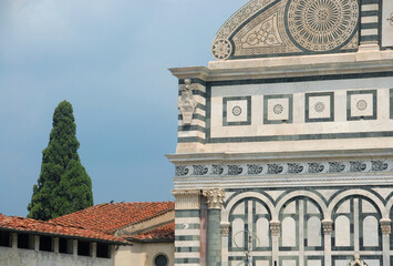the Basilica of Santa Maria Novella is one of the most important churches in Florence by Leon Battista Alberti. Beautiful embroideries and drawings of marbles