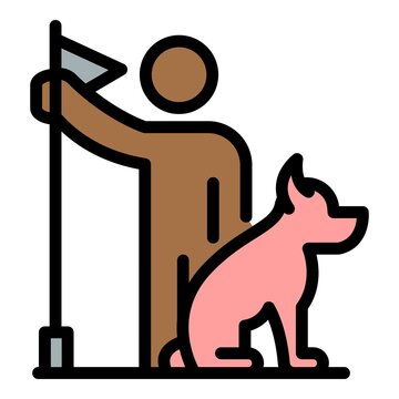 recommend clip art: Start dog training icon. Outline start dog training vector icon color flat isolated