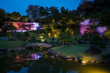 Fototapeta na wymiar 金沢城公園の玉泉院丸庭園ライトアップ