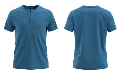 ( ATLANTIC BLUE )3D render short sleeve Henley shirt 3 button