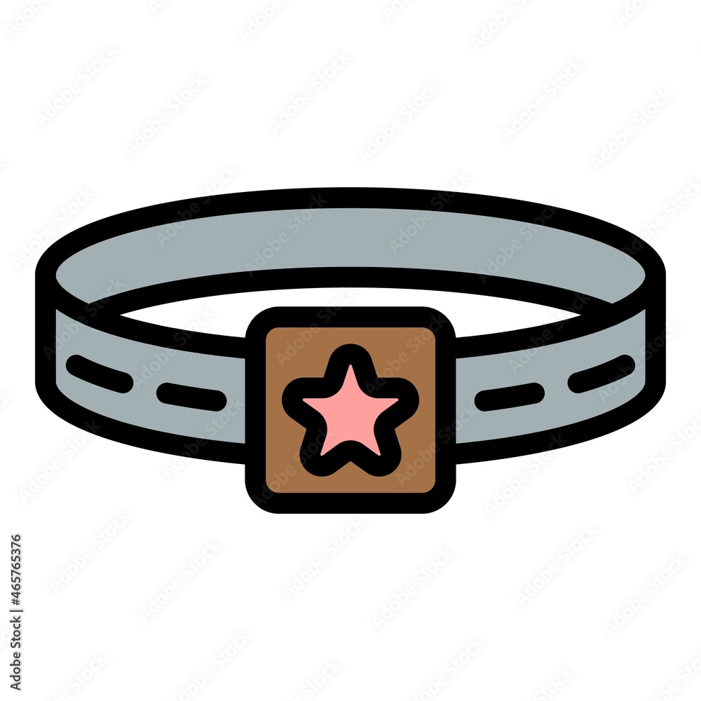 Sticker Star dog belt icon. Outline star dog belt vector icon color flat isolated - Stickers