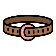 Dog leather belt icon. Outline dog leather belt vector icon color flat isolated