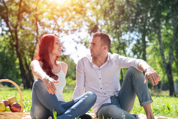 Couple on a picnic in the park