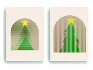 Modern poster with minimalist design elements . Window and arch in Boho style  . Wall art , home deco . Vector abstract shape.. Modern art design .