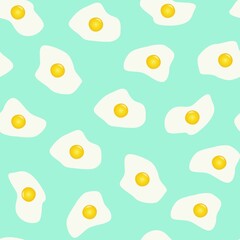 vector print scrambled eggs. seamless print of broken eggs for clothes or print. scrambled eggs on a green background