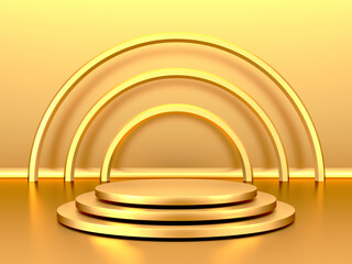 Naklejka premium Golden luxurious pedestal or blank podium