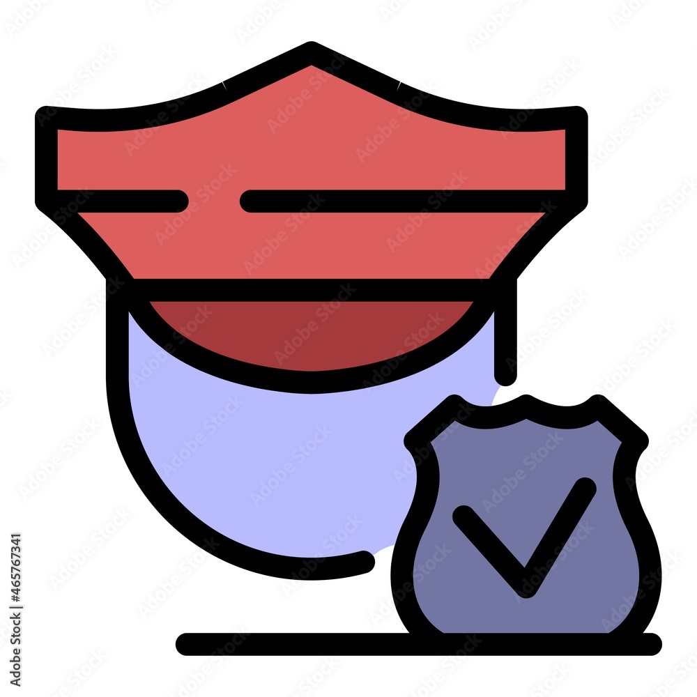 Sticker Approved police guard icon. Outline approved police guard vector icon color flat isolated - Stickers