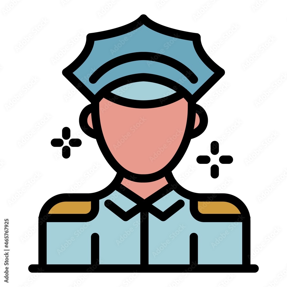 Sticker policeman icon. outline policeman vector icon color flat isolated - Stickers