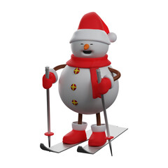 Skiing 3D Snowman Cartoon Design in the winter season