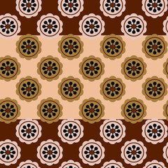 Abstract Hand Drawing Floral Tile Patchwork Oriental Seamless Vector Pattern Isolated Background