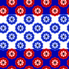 Abstract Hand Drawing Floral Tile Patchwork Oriental Seamless Vector Pattern Isolated Background