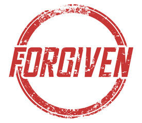 Forgiven Stamped Word Red Circle Forgiveness Grace Illustration - obrazy, fototapety, plakaty