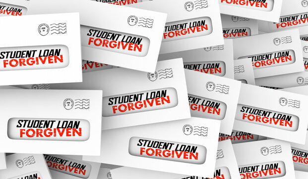 Student Loan Forgiven Envelopes Letters Debt Forgiveness 3d Illustration