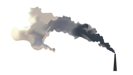 Abstract realistic vector illustration of dirty Smoke from chimney isolated on white background. Smog in city concept. Problem of air quality. Pollution. Environmental conservation. Climate change.