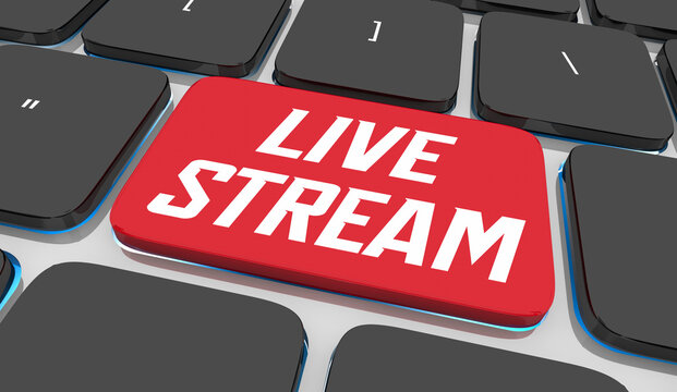 Live Stream Content Button Keyboard Program Event Online Digital 3d Illustration