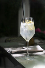 Classic French 75 cocktail, outdoors