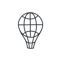 Isolated outline globe balloon logo. Vector aerostate icon