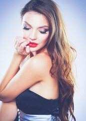 Portrait of beautiful young woman . Isolated on white background. Beautiful woman